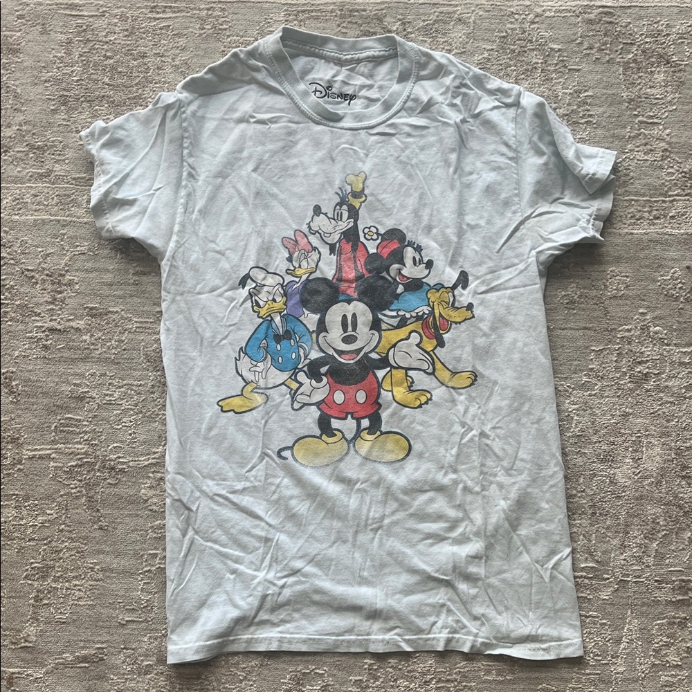 Disney White Graphic Tee with Classic Mickey & Friends